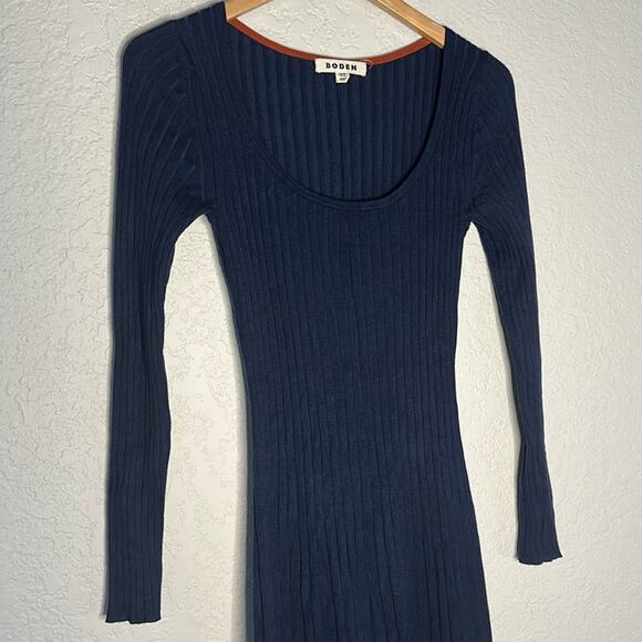 Boden Navy Blue Scoop Neck Knit Midi Sweater Dress 6R Preppy Office Fall Stretch - Picture 4 of 6